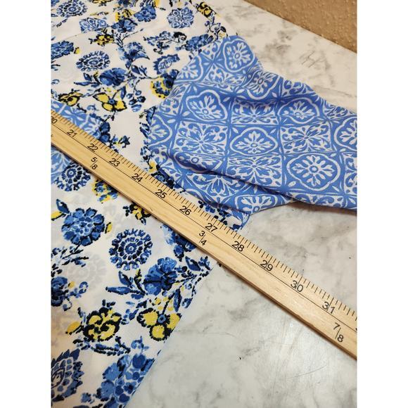 Cato Established 1946 Blue Yellow Floral Roll Tab Sleeve V-Neck Blouse 22/24W - Picture 5 of 6